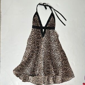 Vintage Leopard Print Halter Dress